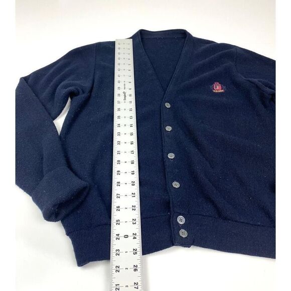 Vintage Izod Cardigan Sweater Mens Size Medium Navy Blue Grandpa Casual AB0034 - Picture 8 of 9